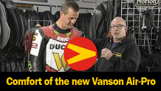 Eric Wood and Matt Silva discuss the comfort of the new Vanson Air-Pro Air bag racing suit